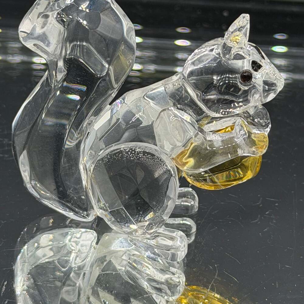 H&D HYALINE & DORA Crystal Animals Squirrel Collectible Figurine Paperweight Tab